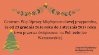 Przerwa świąteczna na Politechnice Warszawskiej